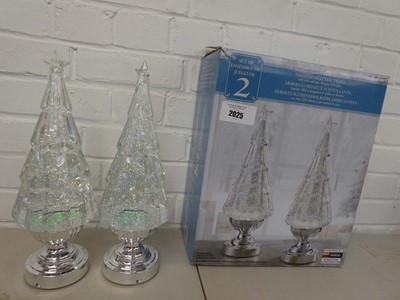 Lot Boxed set of 2 battery operated glitter trees