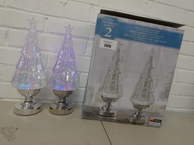 Lot Boxed set of 2 battery operated glitter trees