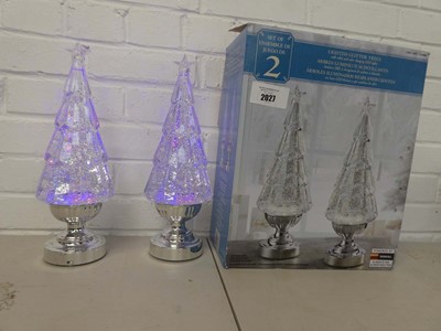 Lot Boxed set of 2 battery operated glitter trees