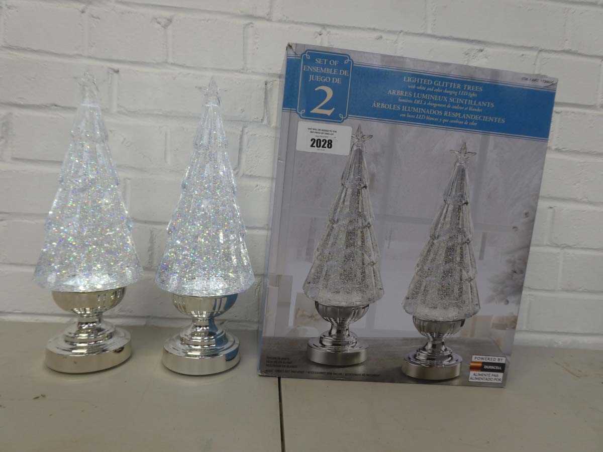 Lot Boxed set of 2 battery operated glitter trees