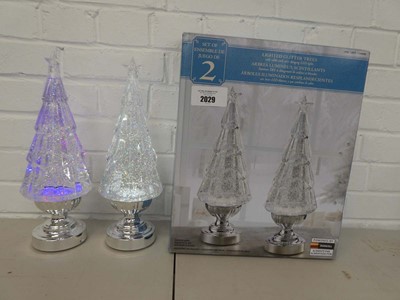 Lot Boxed set of 2 battery operated glitter trees