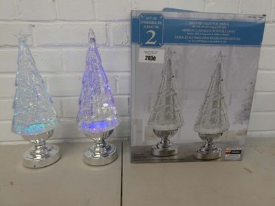 Lot Boxed set of 2 battery operated glitter trees