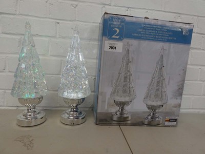 Lot Boxed set of 2 battery operated glitter trees