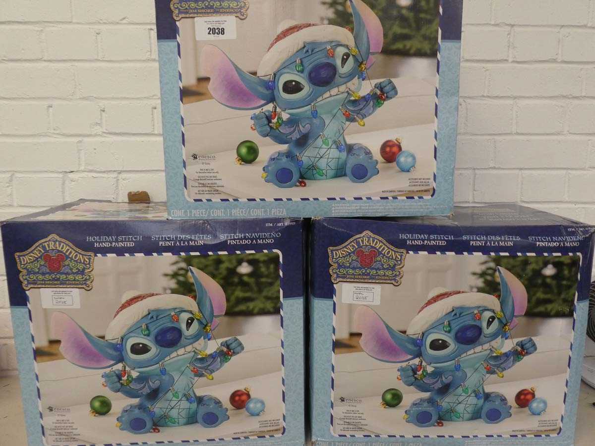 Lot x3 boxed Disney Stitch hand painted Christmas...