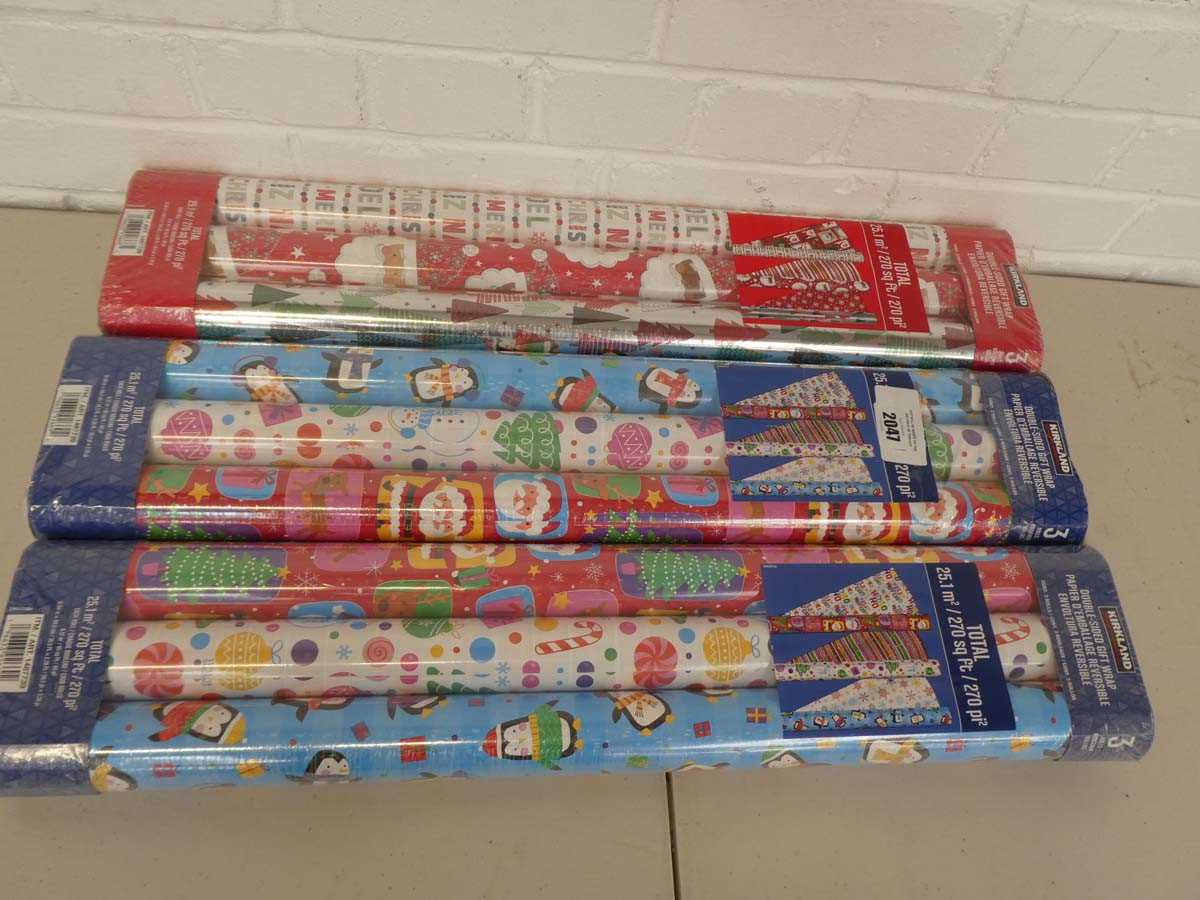 Lot x3 Kikland 3 pack double sided gift wrap