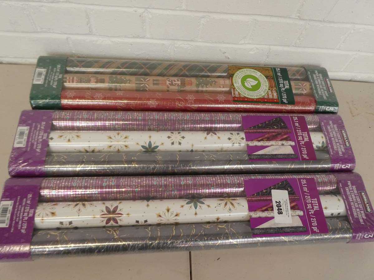 Lot x3 Kikland 3 pack double sided gift wrap
