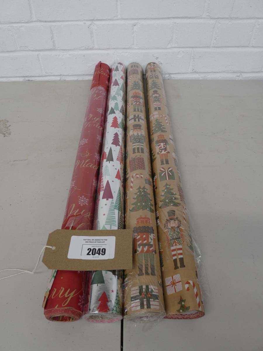Lot x4 rolls of double sided Christmas themed gift...
