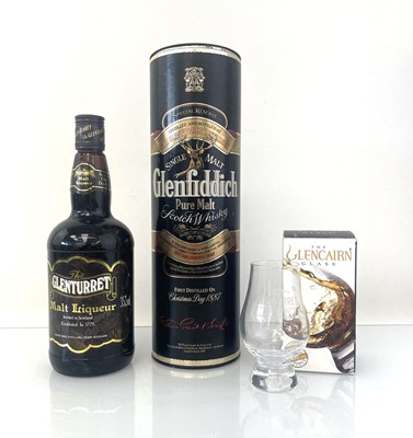 Lot 114 - 2 bottles & Glencairn Glenturret Whisky Glass,...