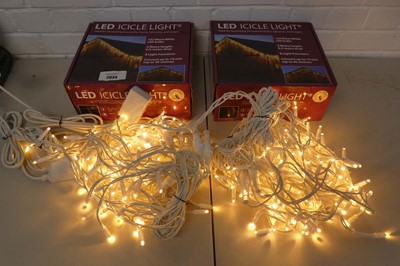 Lot 2 boxed sets outdoor LED warm white icicle...