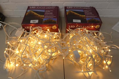 Lot 2 boxed sets outdoor LED warm white icicle...