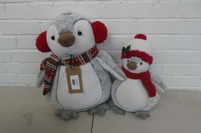 Lot Set of 2 soft bottom weighted grey Christmas...