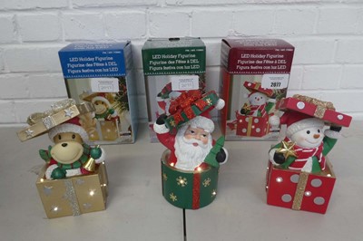 Lot Set of 3 boxed light up LED holiday figurines...