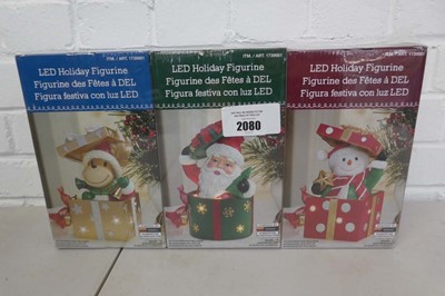 Lot Set of 3 boxed light up LED holiday figurines...