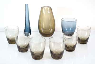 Lot 64 - A 1960/70's smoked glass vase of teardrop form,...