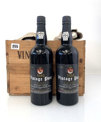 Lot 255 - A wooden case of 12 bottles of 1980 Caves...
