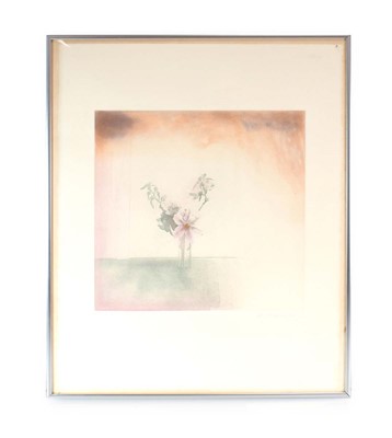 Lot 195 - Donald Wilkinson 'Flowers against a stormy sky'...