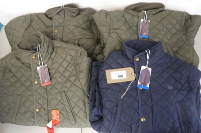 Lot 1101 - x4 mens Crew Clothing Company quilted coats -...