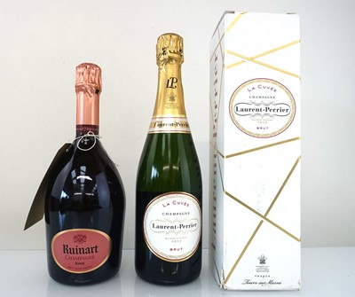 Lot 316 - 2 bottles of Champagne, 1x Ruinart Rose Brut...