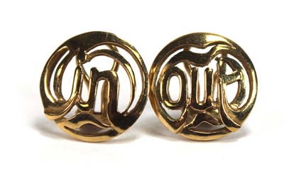 Lot 503 - A pair of 18ct yellow gold ear clips of...
