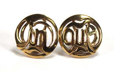 Lot 503 - A pair of 18ct yellow gold ear clips of...