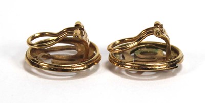 Lot 503 - A pair of 18ct yellow gold ear clips of...
