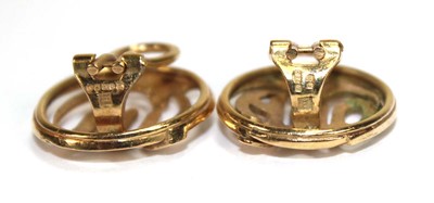 Lot 503 - A pair of 18ct yellow gold ear clips of...
