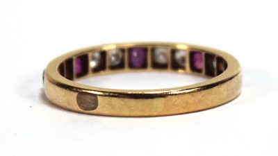 Lot 513 - A yellow metal half eternity ring set five...
