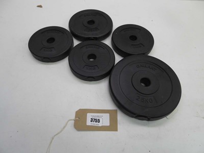 Lot 3755 - 3x 1KG weight plates, 1x 1.25KG weight plate &...