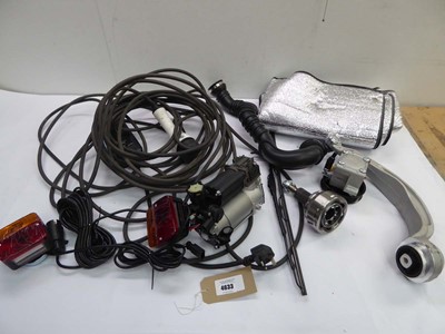 Lot 4633 - Box of spare car parts including headlight,...