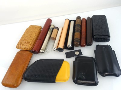 Lot 512 - 9 various large cigar tubes (one by Vogue) and...