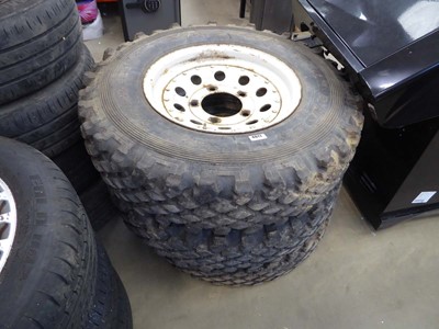 Lot 4077 - 3 16" steel wheels with off road heavy duty tyres