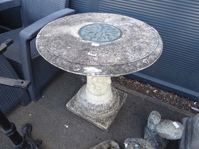 Lot 4153 - Stone garden table on decorative base