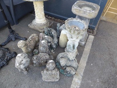 Lot 4155 - Assortment of concrete garden ornaments and 2...