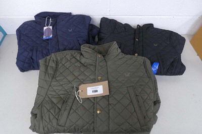 Lot 1190 - x4 men's quilted coats by Crew Clothing Co.