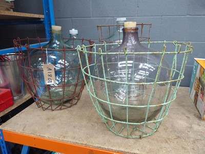 Lot 4120 - 4 assorted carboys, 3 with metal cages
