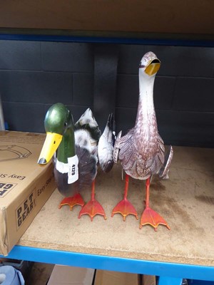 Lot 4129 - 2 metal Evergreen garden duck ornaments....