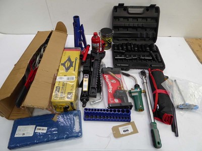 Lot 4644 - Bag of tools including socket set, scissor...