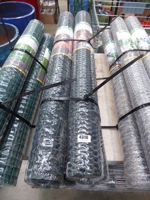 Lot 4316 - 4 rolls of PVC coated hexagonal wire mesh