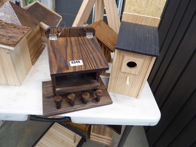 Lot 4348 - 3 assorted timber bird houses/feeding station