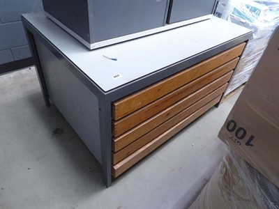 Lot 4422 - Metal framed and teak plan chest
