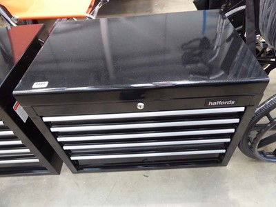 Lot 4449 - Halfords 5 drawer metal toolbox, with key