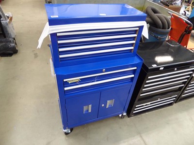 Lot 4452 - Metal 2 tiered mobile workshop toolbox with 6...
