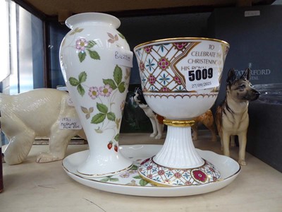 Lot 5009 - Commemorative goblet plus 2 Wedgwood 'wild...