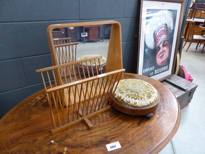 Lot 5053 - Magazine rack, 1960s mirror plus an...