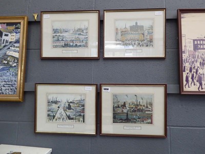 Lot 5058 - Four framed and glazed Lowry prints