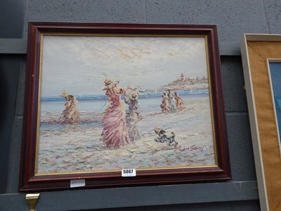 Lot 5067 - Palette knife oil on canvas of Edwardian...