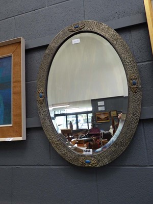 Lot 5069 - Oval bevelled art nouveau mirror