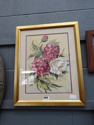 Lot 5070 - Watercolour of still life with flowers