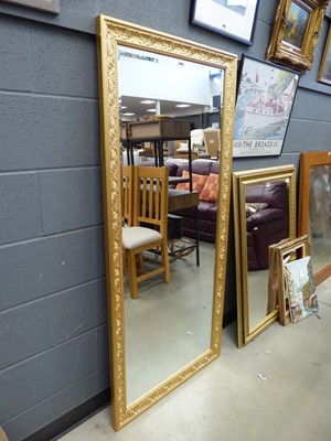 Lot 5082 - (3) Rectangular bevelled mirror in gilt floral...