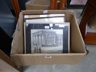 Lot 5089 - Box containing print of a mosque plus study of...